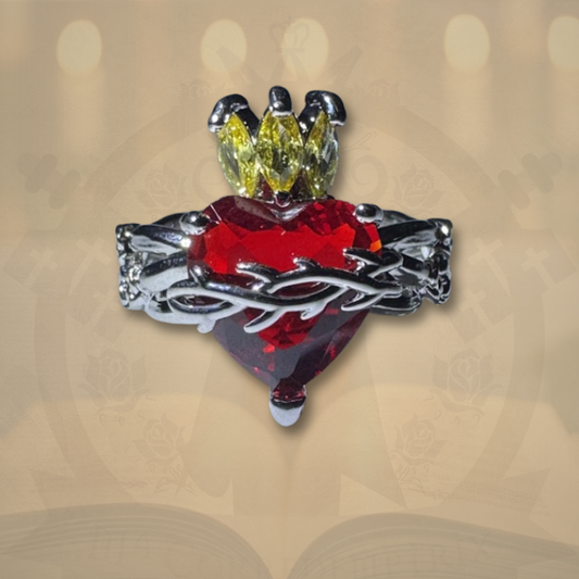 ✨ Anillo Sagrado Corazón Real – Ajustable ❤️🔥👑