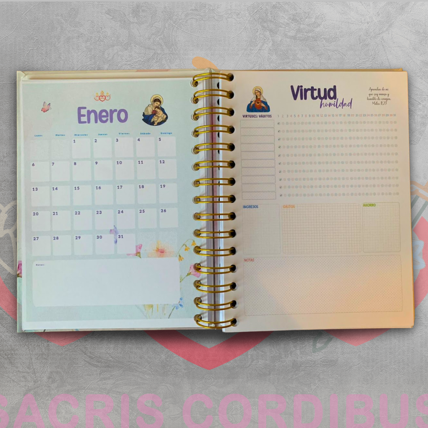 📔✨ Agenda Católica - Semanal - 2026 – Sacris Cordibus 💒🌸