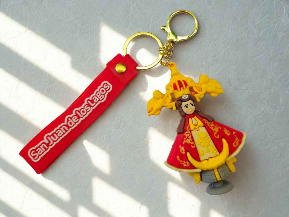 Llavero Virgen de San Juan de los Lagos Naranja – Recuerdo Religioso Católico