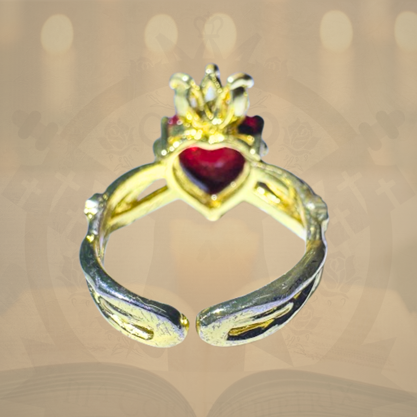 ✨ Anillo Sagrado Corazón Real – Ajustable ❤️‍🔥👑