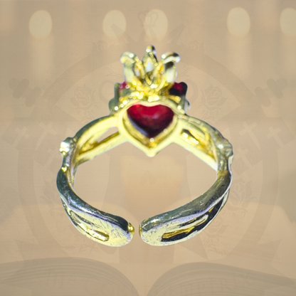 ✨ Anillo Sagrado Corazón Real – Ajustable ❤️‍🔥👑