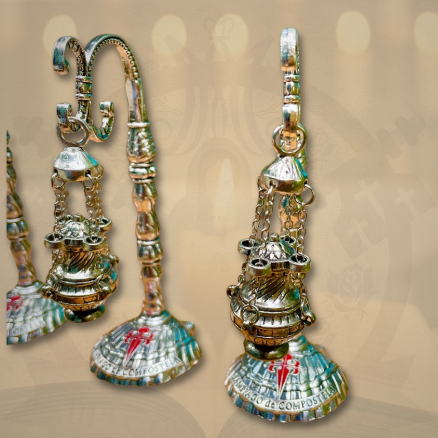 ✨ Llavero Incensario con Base – 13 cm ✝️🔥