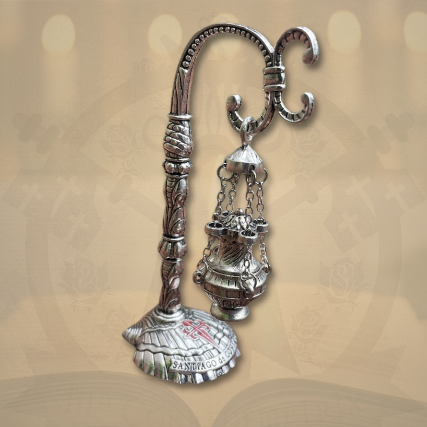 ✨ Llavero Incensario con Base – 13 cm ✝️🔥