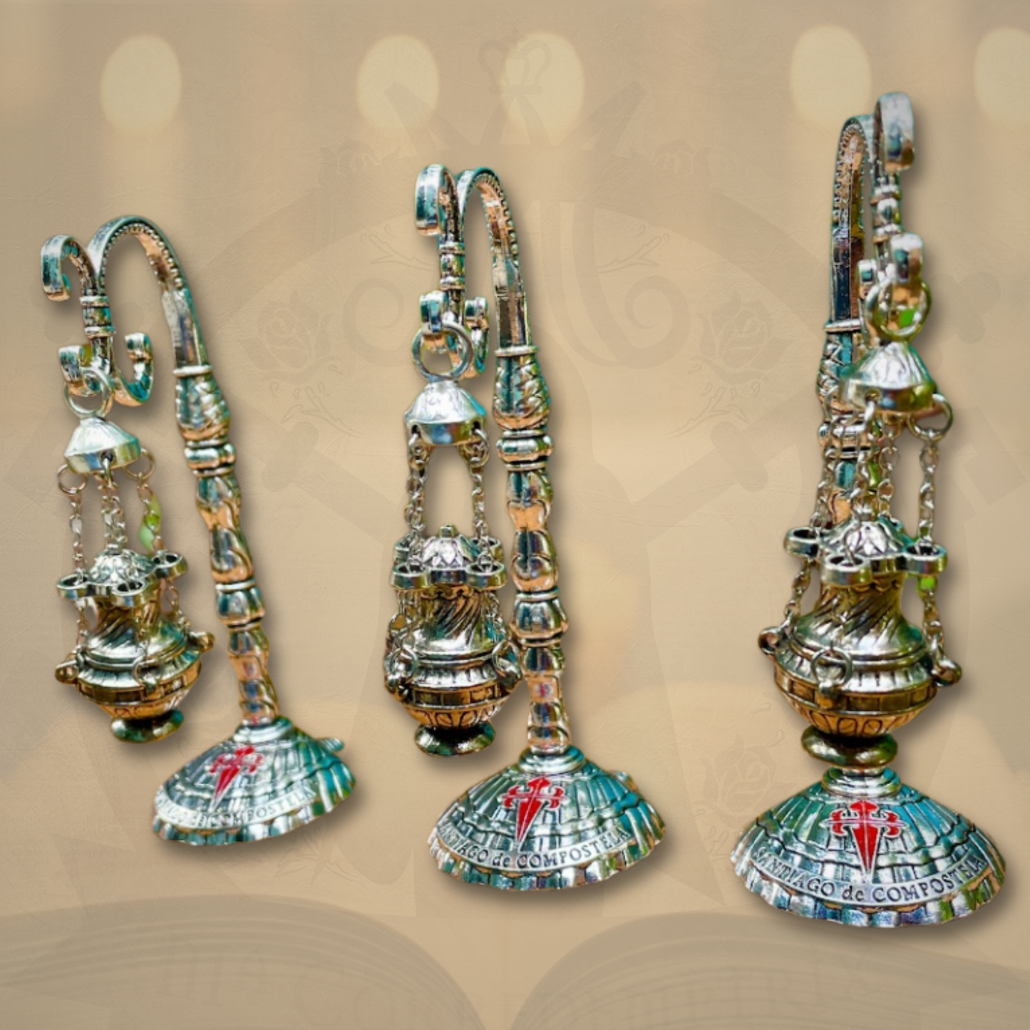 ✨ Llavero Incensario con Base – 13 cm ✝️🔥