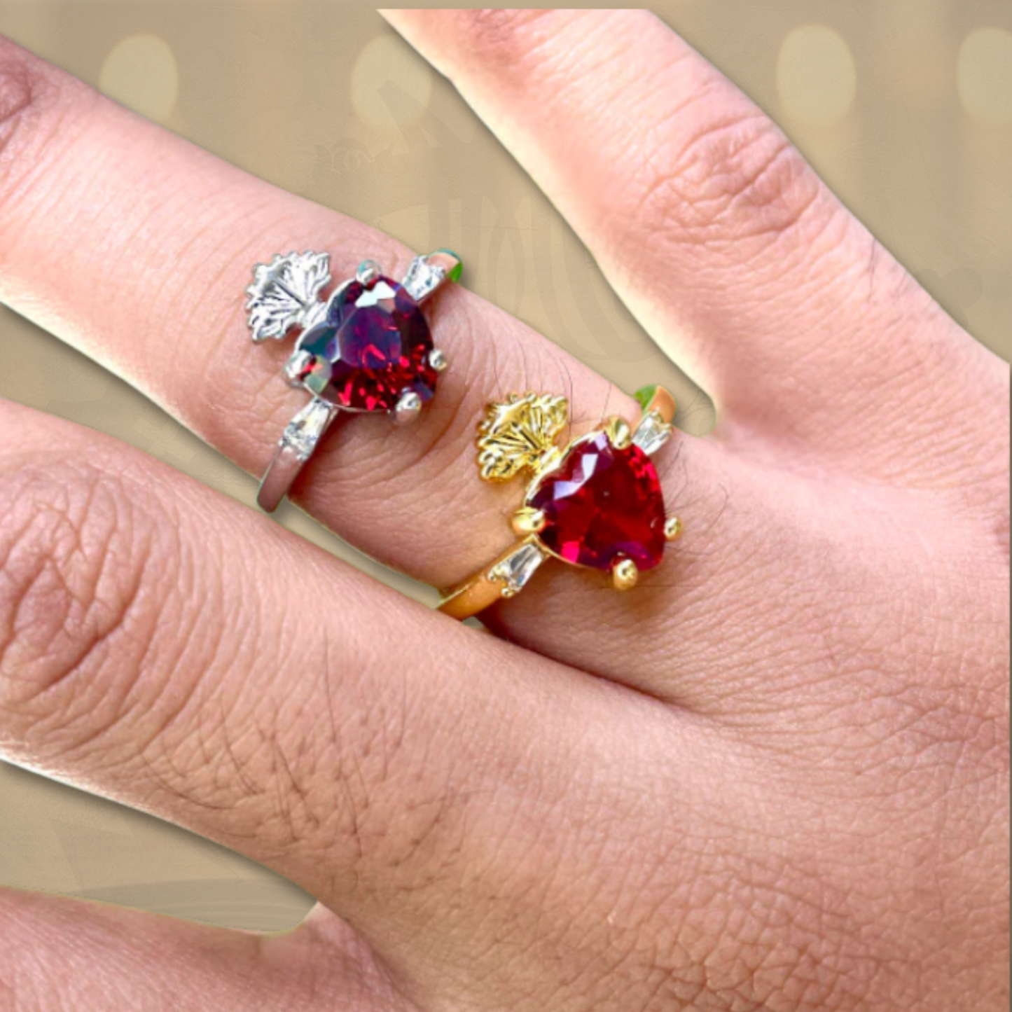 ✨ Anillo Sagrado Corazón – Circonia Roja ❤️‍🔥