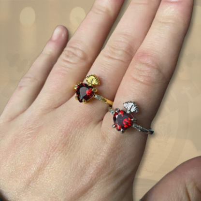 ✨ Anillo Sagrado Corazón – Circonia Roja ❤️‍🔥