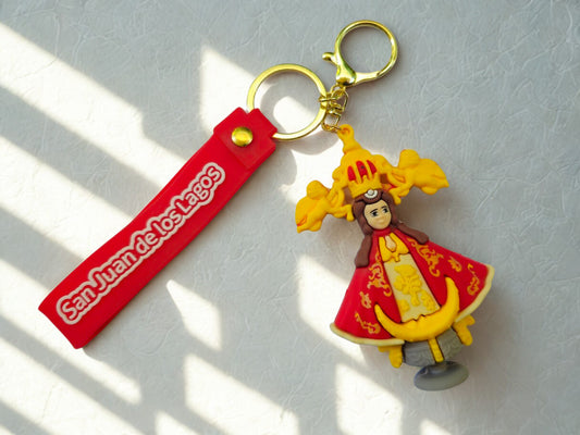Llavero Virgen de San Juan de los Lagos Naranja – Recuerdo Religioso Católico